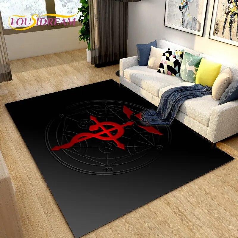 Anime Fullmetal Alchemist Area Rug Large,Carpet Rug for Living Room Bedroom Sofa Doormat Decoration,kids Play Non-slip Floor Mat