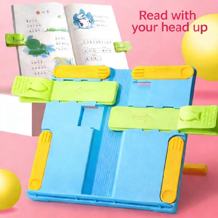 Foldable Plastic Reading Stand Adjustable Textbook Stand Folding Book Rest with Page Clips for Book Tablet Music Scores