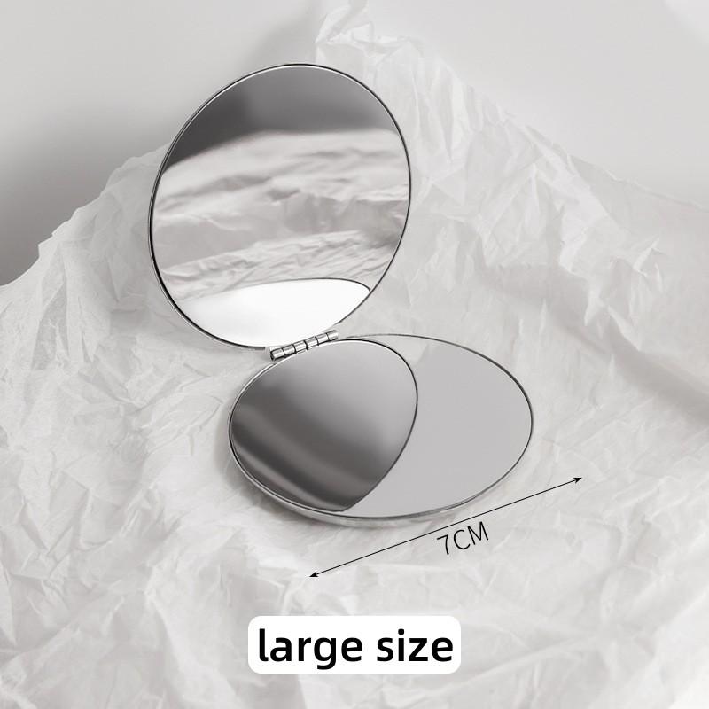 Foldable Makeup Mirror Portable Double-Sided Mirror Stainless Steel Pocket Small Tinkering Mirror ForTravel Beauty Cosmetic Tool