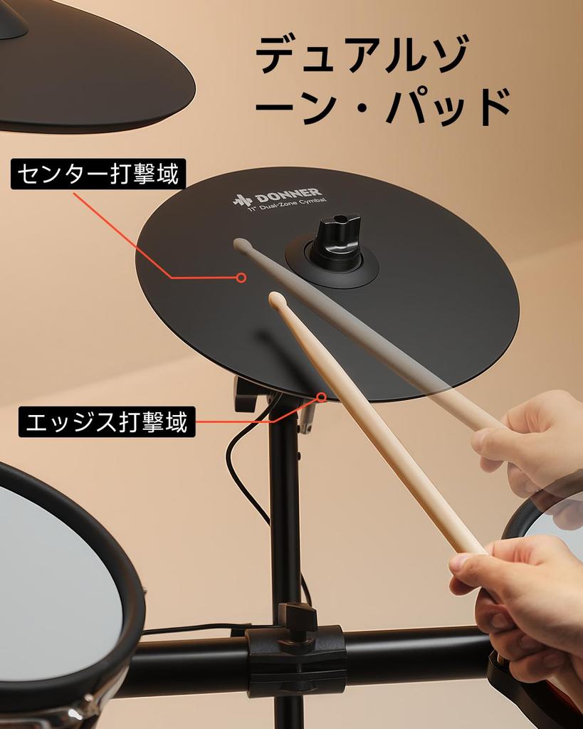 Donner CYB-11D Becken-Pad, 11-Zoll Elektronisches Schlagzeug Erweitertes Dämpfungs-Pad mit Dual-Zonen Crashbecken, Elektronisches Schlagzeug Zubehör
