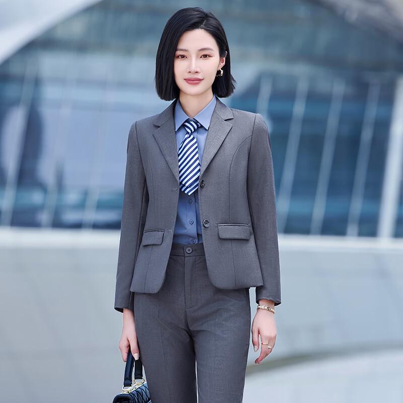 Troman Women's Long Sleeve Business Suit Set