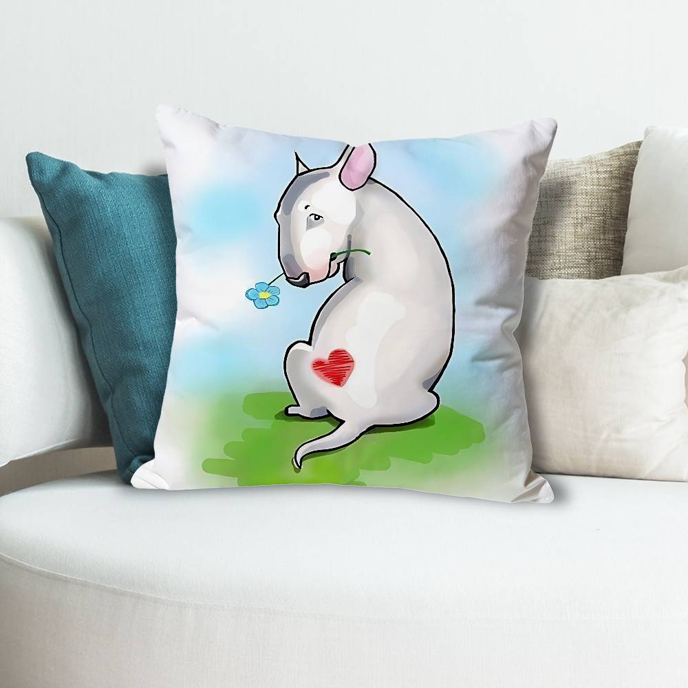 BBull TTerrier Dog Funny Pillow Cases for Bedroom Living Room Sofa Home Decor Polyester Cushion Cover with Zipper