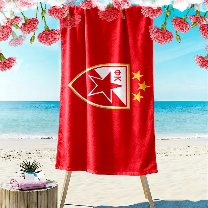 Roter Stern Belgrad Druck Strandtuch, Großes Weiches Schnelltrocknendes Handtuch für Strand Camping Schwimmen