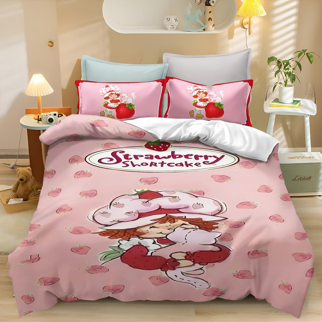 Carton Strawbery Shortcake Young Girls Comfortable Quilt Cover Skin Friendly Breathable Adorable Lovely Printed Beding Children's Bedrom Decoration