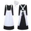 Halloween Maid Costume Set Includes French Maid Apron Maid Dress and Headscarf Set for Women, Kitchen Cooking Apron