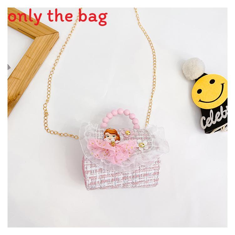 Childrens Cartoon Pattern Pu Shoulder Bag With Artificial Pearl Bow And Flower Decoration For Daily Casual Wear
