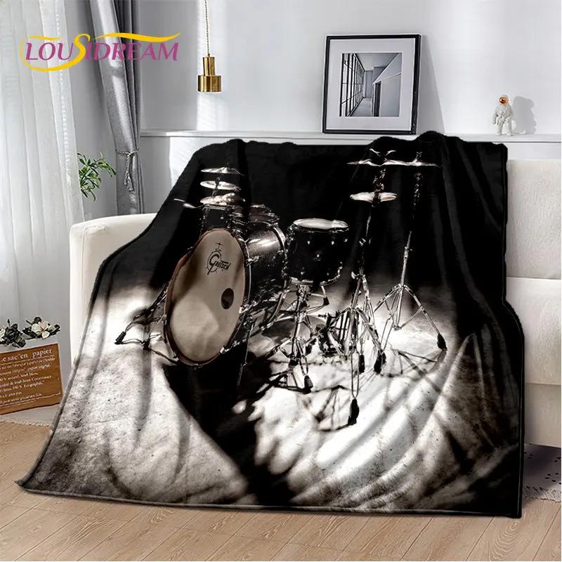 Kit de tambor musical, conjunto de instrumentos, cobertor de pelúcia macio, cobertor de flanela, cobertor para sala de estar, quarto, cama, sofá, piquenique, criança