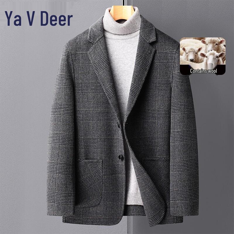 

Мужское короткое пальто Yalu в клетку из смесовой шерсти, двустороннее 2XL