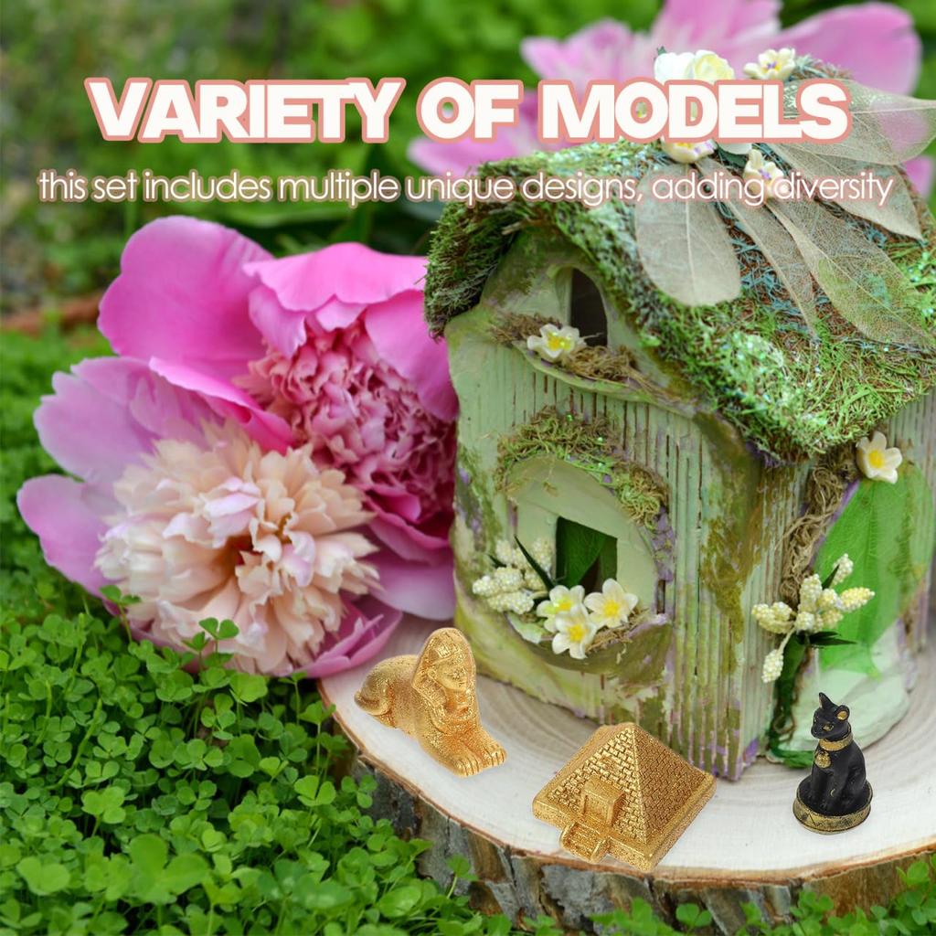 ABOOFAN 8 Pieces Egyptian Pyramid Statues Miniature Model Souvenirs Ancient Egyptian Civilization Collectible Figures Egyptian Sphinx Figurines