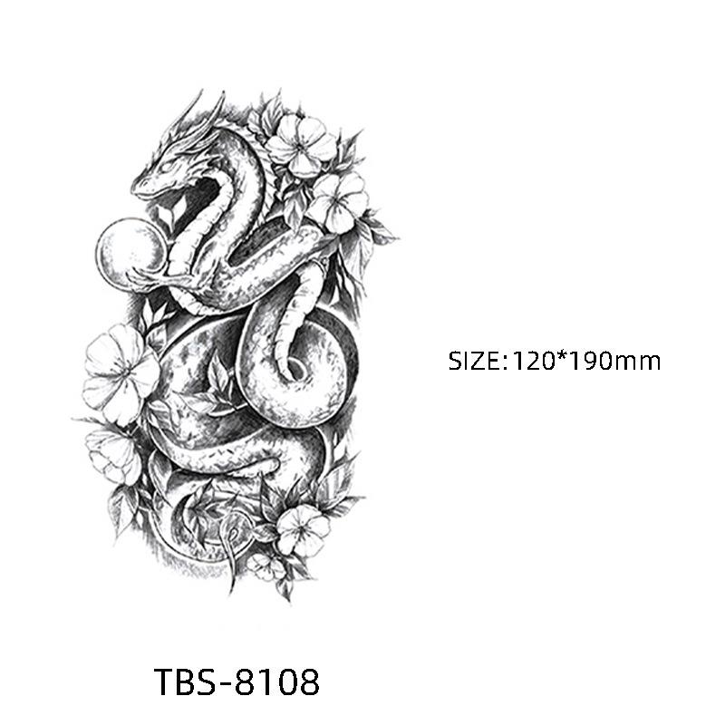 Waterproof Semi-Permanent Black & White Totem Flower Tattoo Stickers