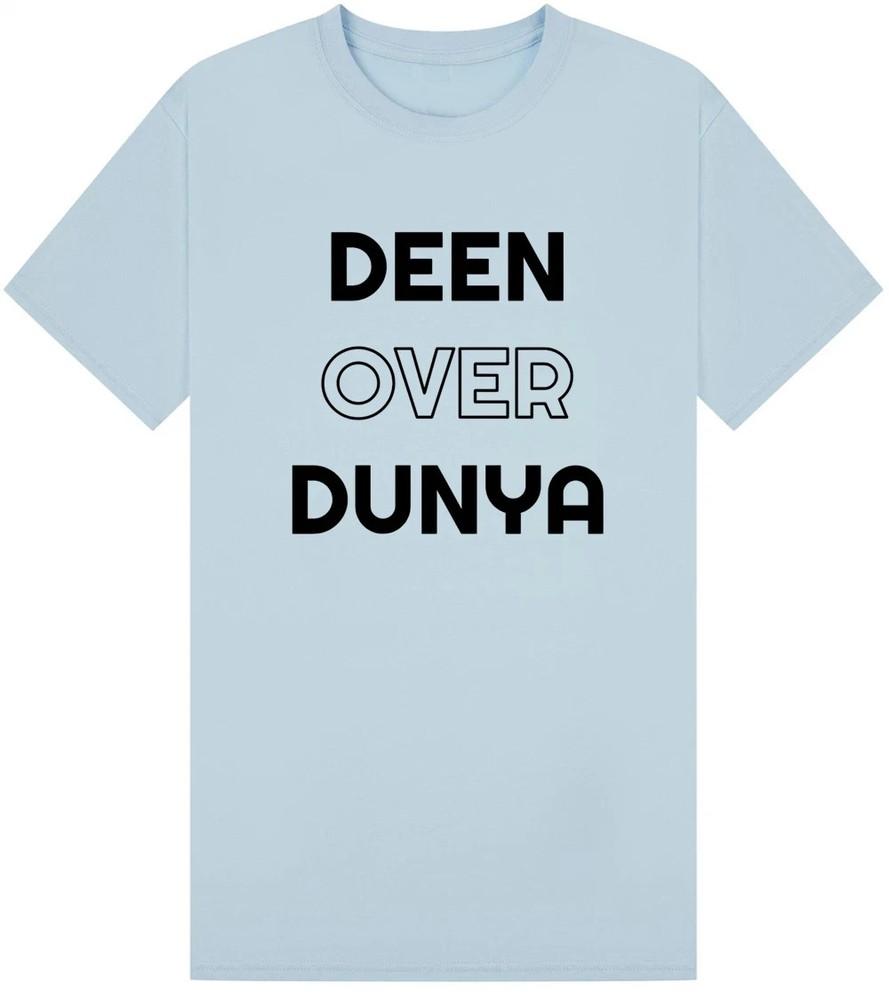 Islamic T Shirt Deen Over Dunya Faith Religion Muslim Tee Top Eid Gift M
