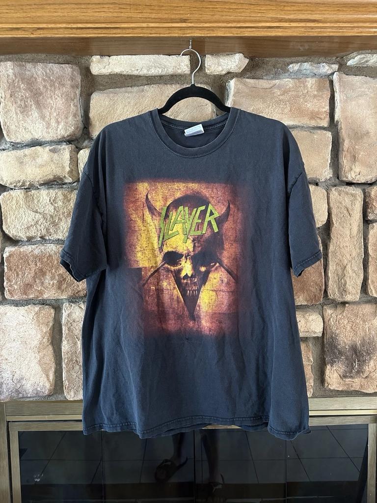 2007 Slayer The Unholy Alliance Tour Band T-Shirt Oberteile T-Shirts Unisex Größe XL Erwachsene Herren Schwarz