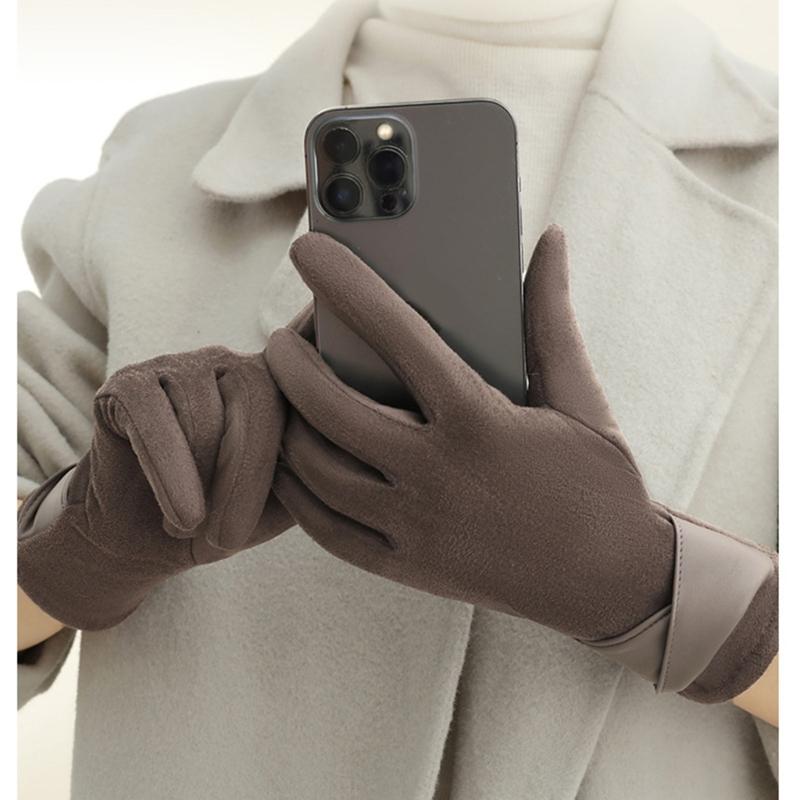 Women's Sueded Gloves with Fleece Lining for Warmth and Stylish Fashionable Bowknot Cuffs Hand Gloves for Daily Use