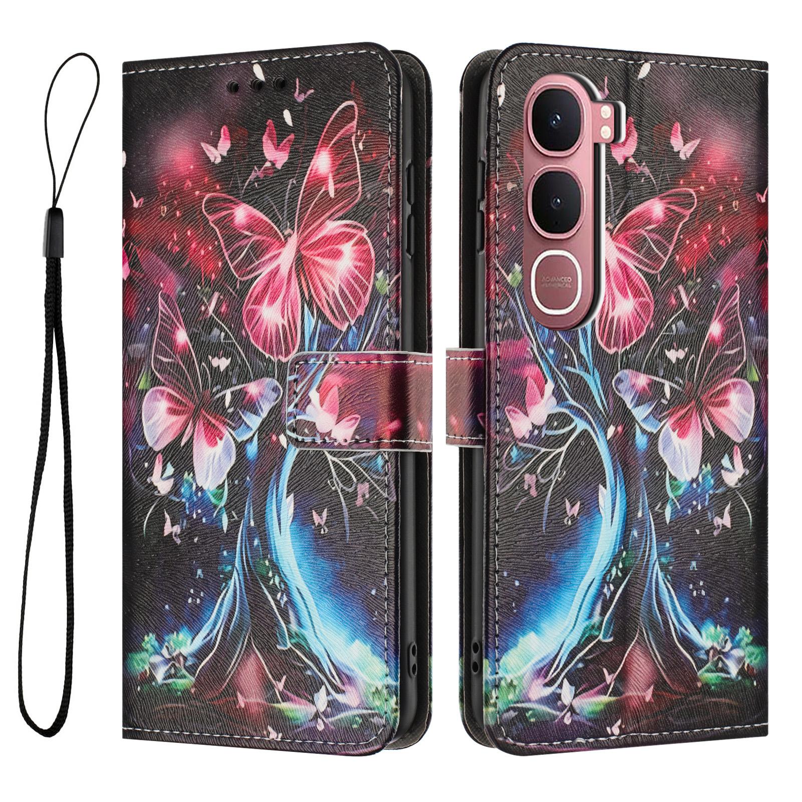 

For vivo Y21d/vivo Y31 5G Wallet Case Pattern Printing PU Leather Phone Cover with Lanyard