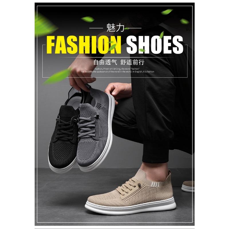 Men Breathable Mesh Flyknit Slip On Casual Soft Sole Running Sneakers