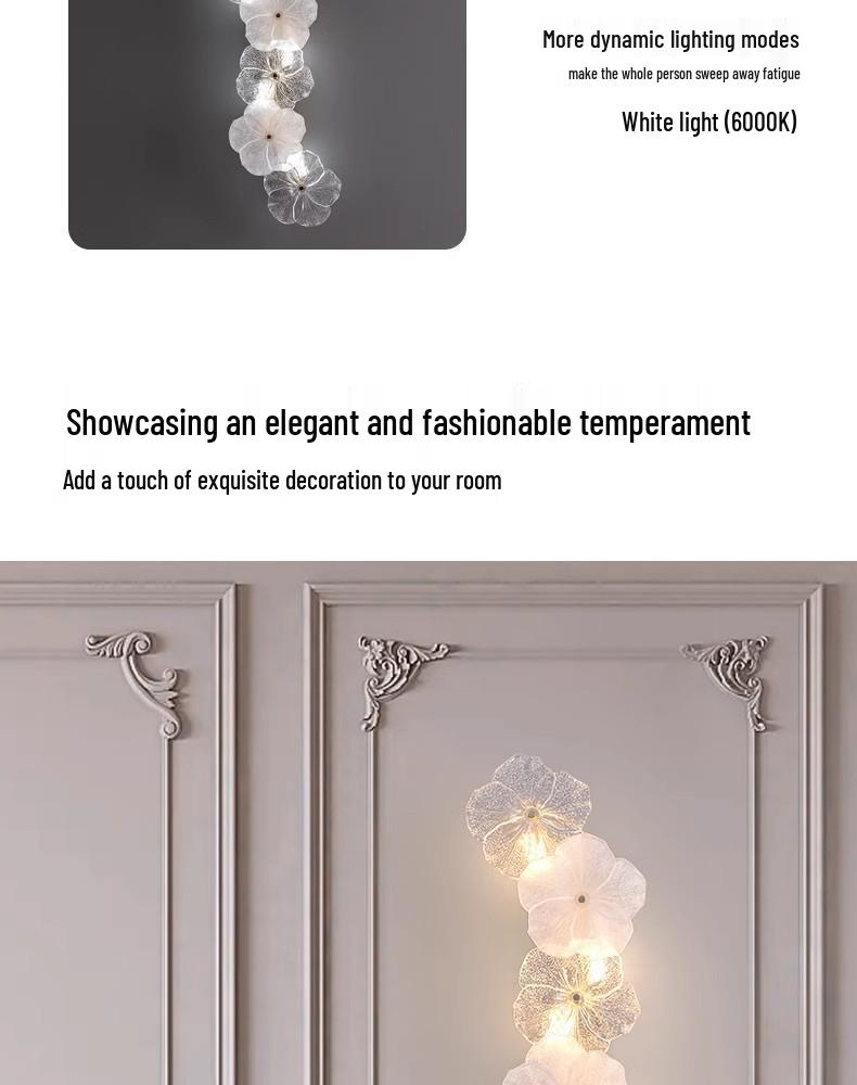 Elegante Fünfblättrige Kristallblumen-Wandleuchte für Schlafzimmer und Wohnzimmer