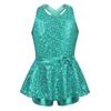 Meisjes Kinderen Sequin Ballet Jazz Modern Tap Jurk Danskleding Prestatiekostuum Criss Cross Back Leotard Shorts