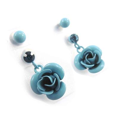 [J8664] - 2 Pairs of Blue 'Rosa Romantica' Earrings