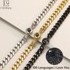 EthShine Custom Circle Pendant Projection Photo Bracelet Couple Jewelry Memorial Gift For Him Personalized Cuban Chain