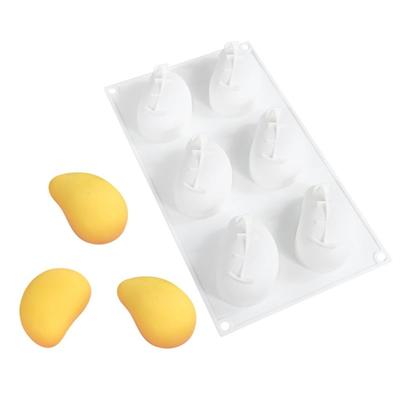 6 Cavity Mango Mousse Cake Mold Fruit Shaped Food-Grade Silicone Chocolate Dessert Mold Heat-Resistant Reusable