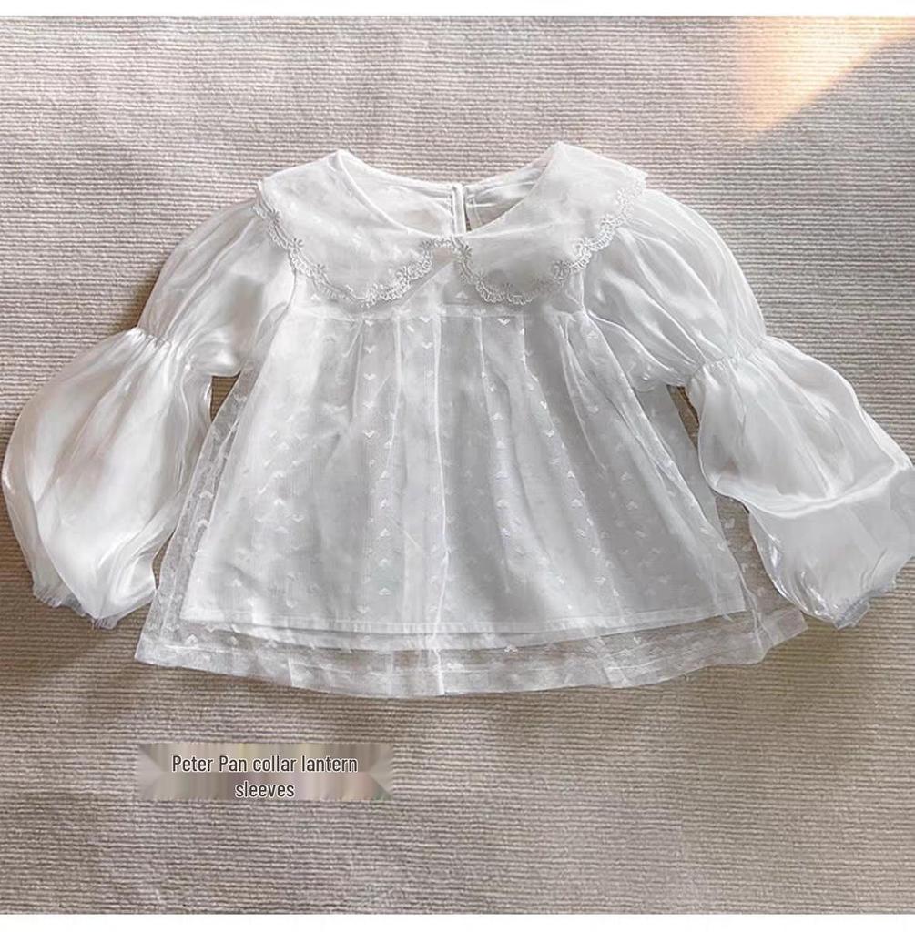 Girls' Princess Style Lolita Puff Sleeve Shirt - Long Sleeve Versatile Babydoll Top