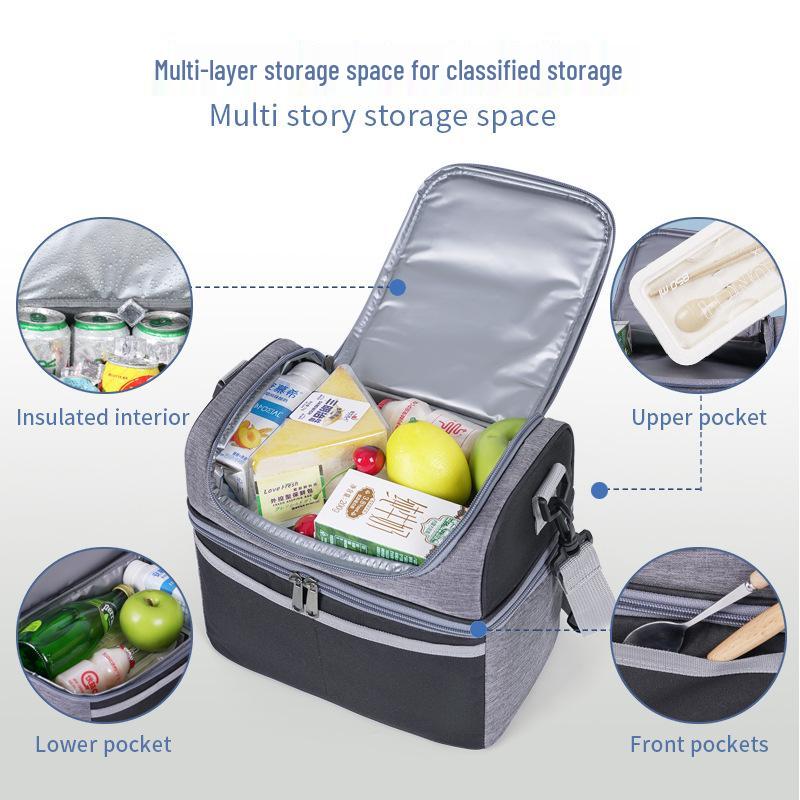 Bolsa de Almoço Transversal Isolada Colorblock de Grande Capacidade com Folha de Alumínio Espessa