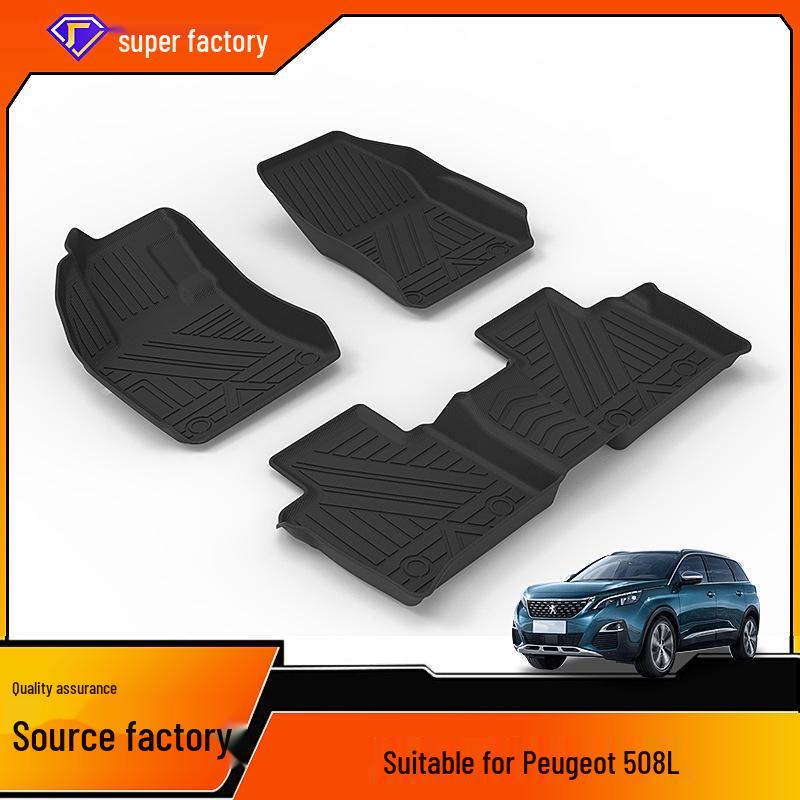 Новые коврики TPE с полным покрытием для Peugeot 408/308/508L с ковровым покрытием из шелковых колец, легко чистить 2019-2025 Peugeot 508L Petrol (TPE)