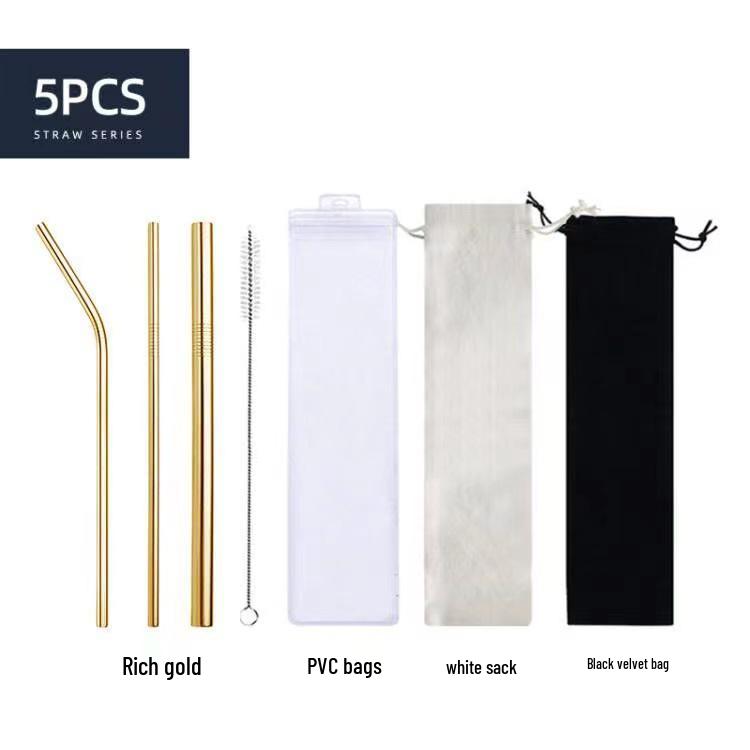 Titanium-Coated 304 Stainless Steel Straws - Colored Metal Straws Set for Coffee, Bubble Tea, & Iced Beverages