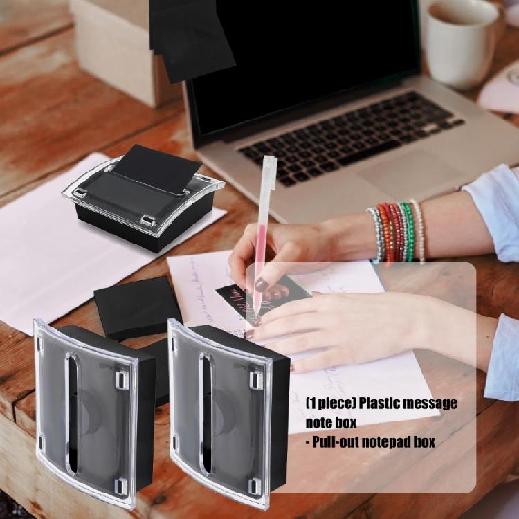 Desktop Note Container Clear Plastic Note Organiser Box Pull Out Sticky Notes Dispenser For School Office Home Use