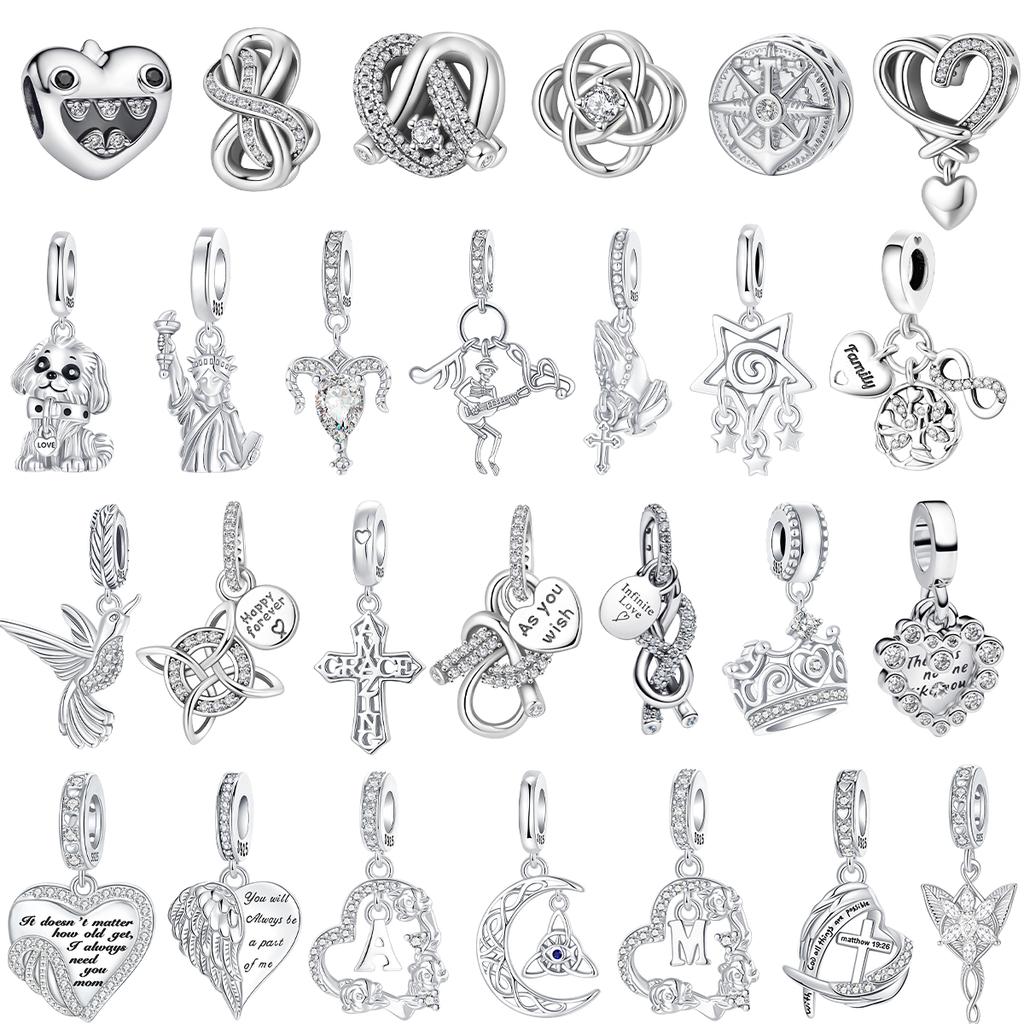 New Original Copper Charms Heart Infinite Symbol Crown Beads Pendants Fit Bracelet Necklace Diy Jewelry Gift