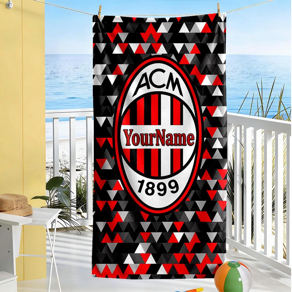 Ac Milan Customize Your Name Beach Towel Quick-Dry Soft Microfiber Suitable for Sports Travel Swimming Yoga Bathroom Beach And Pool