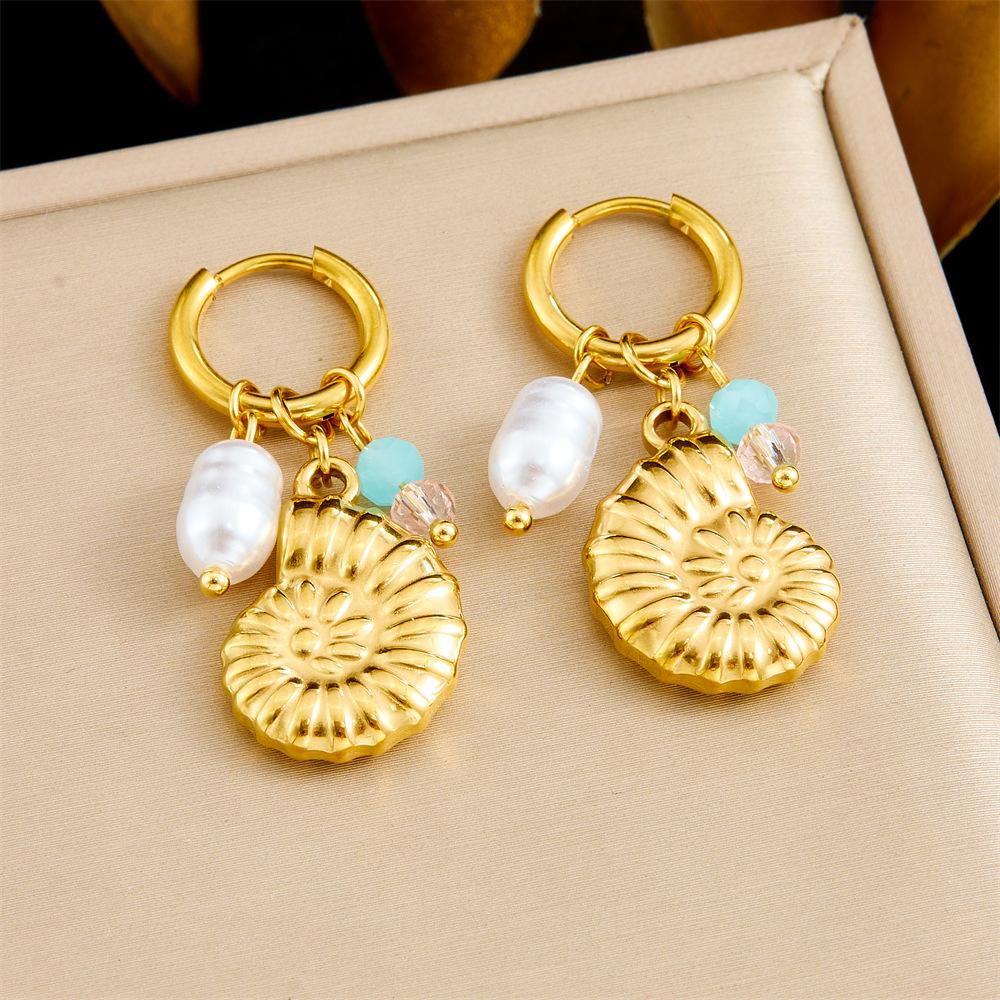 [Fashion Personality Trendy Multi Element Sea Shell Drip Oil Fruit Butterfly Pendant Earrings]
