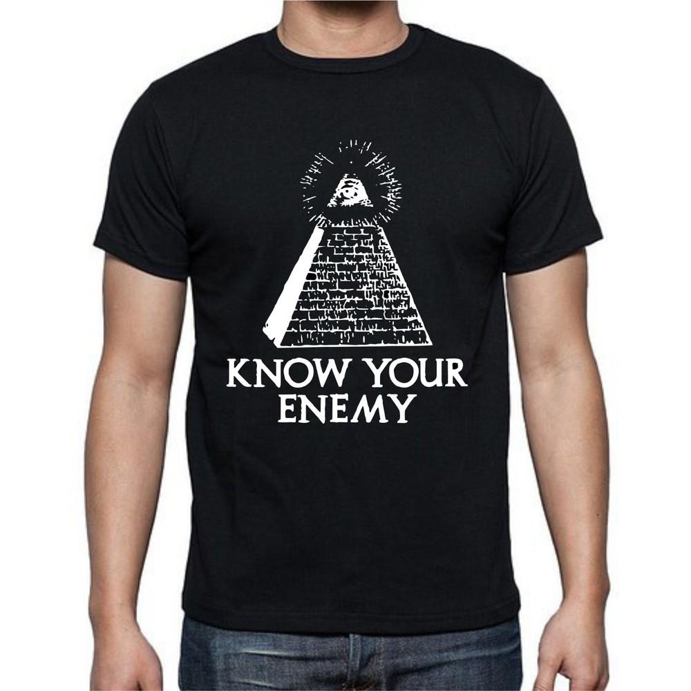 Illuminati Know Enemy Eye Triangle Secret Pyramid Inspiration Funny T Shirt Tee