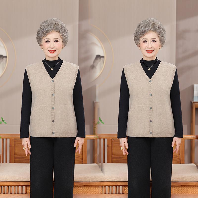 Mom's Lightweight Spring and Autumn Cardigan Vest for Elderly Women