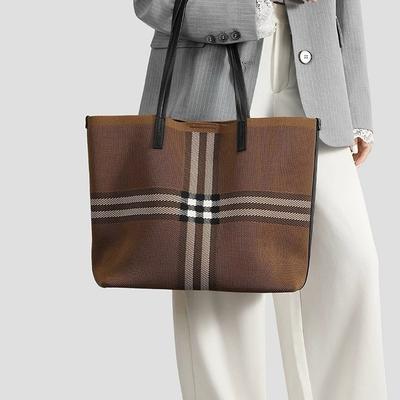 New Large-capacity Tote Bag Casual Versatile Shoulder Bag Fabric Striped Shopping Bag Women's Commuter Bag