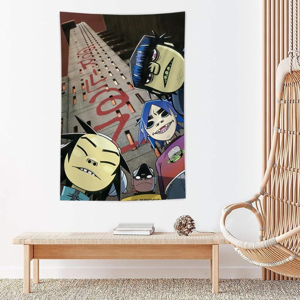 Band GGorillaz Music Tapestry Microfiber Wall Hanging For Bedroom Living Room Decor Outdoor Festival Bar Background