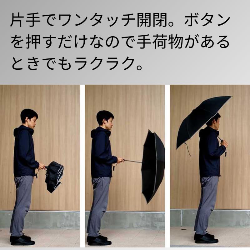 Reverse Folding Umbrella for Strong Automatic Opening and Reverse 8 Water Business NURASAN-W Winds, Nurasan, One-Touch, Closing, Folding, 102cm, Ribs,