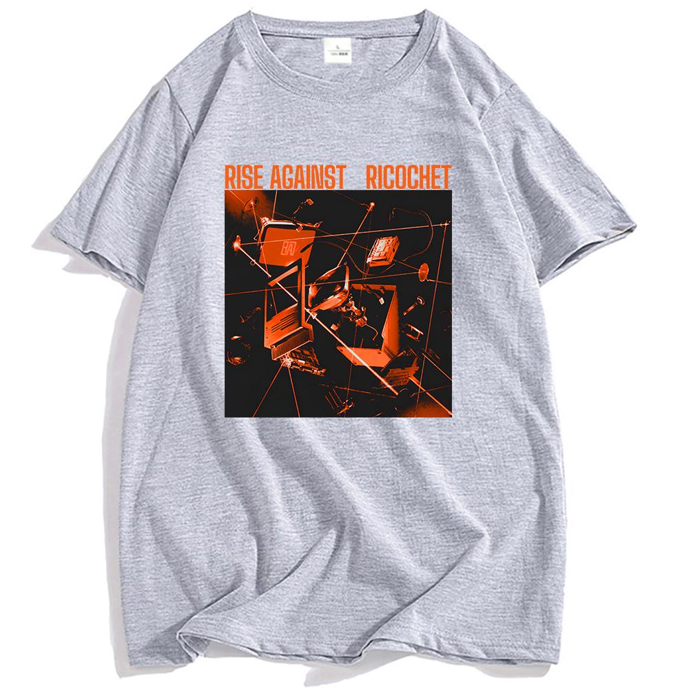 Ricochet Album Cover T-Shirt RISE AGAINST Rock Band Tshirts Casual Short Sleeve Male T Shirt Unisex Hip Hop Streetwear Men Tees