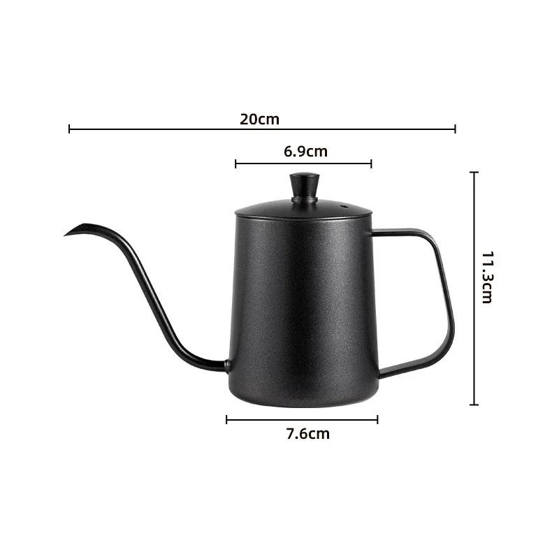 Stainless Hand Drip Coffee Hot Water Pot with Lid Gooseneck Kettle Hanging Ear Coffee Non-stick Home Kitchen Cafe Accessories