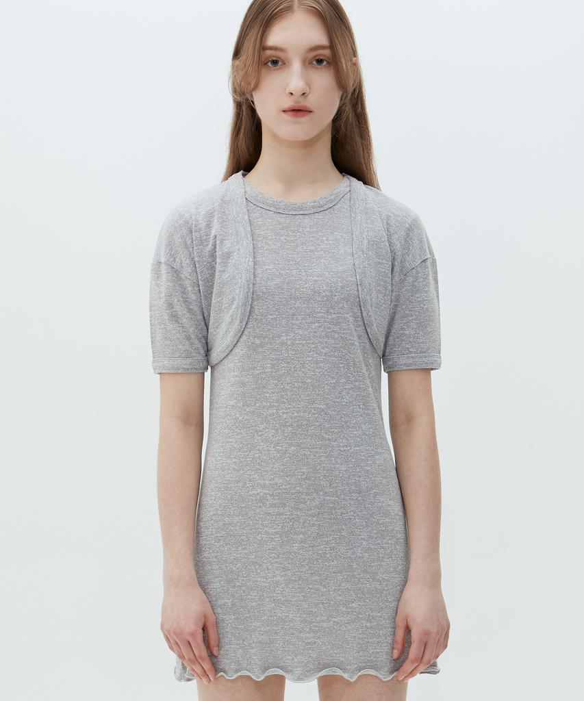 Match Glove Bolero Set Dress (Gray)