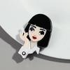 Cute Abstract Lady Acrylic Brooches Pins for Women Personalized Funny Cartoon Girls Figure Resin Badge Jewelry Accessories Gifts