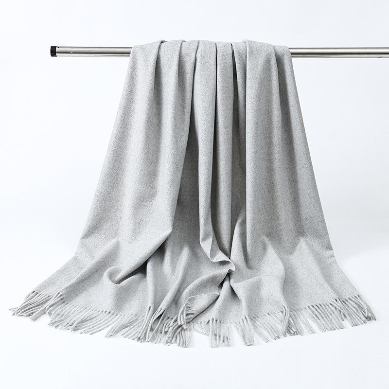 Wool Scarf Women's Winter Korean Style Thickened Warm Solid Color Scarf Shawl High End Versatile Cashmere Scarf