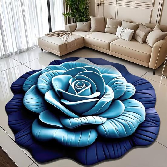 Yousheng Diatomaceous Earth Bath Mat 3D Peony Pattern Quick Dry Floor Mat Non-slip Backing Bathroom Rug Home Decor