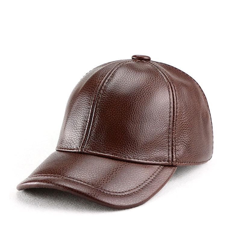 Men's and Women's Leather Baseball Cap - Autumn/Winter Korean Style