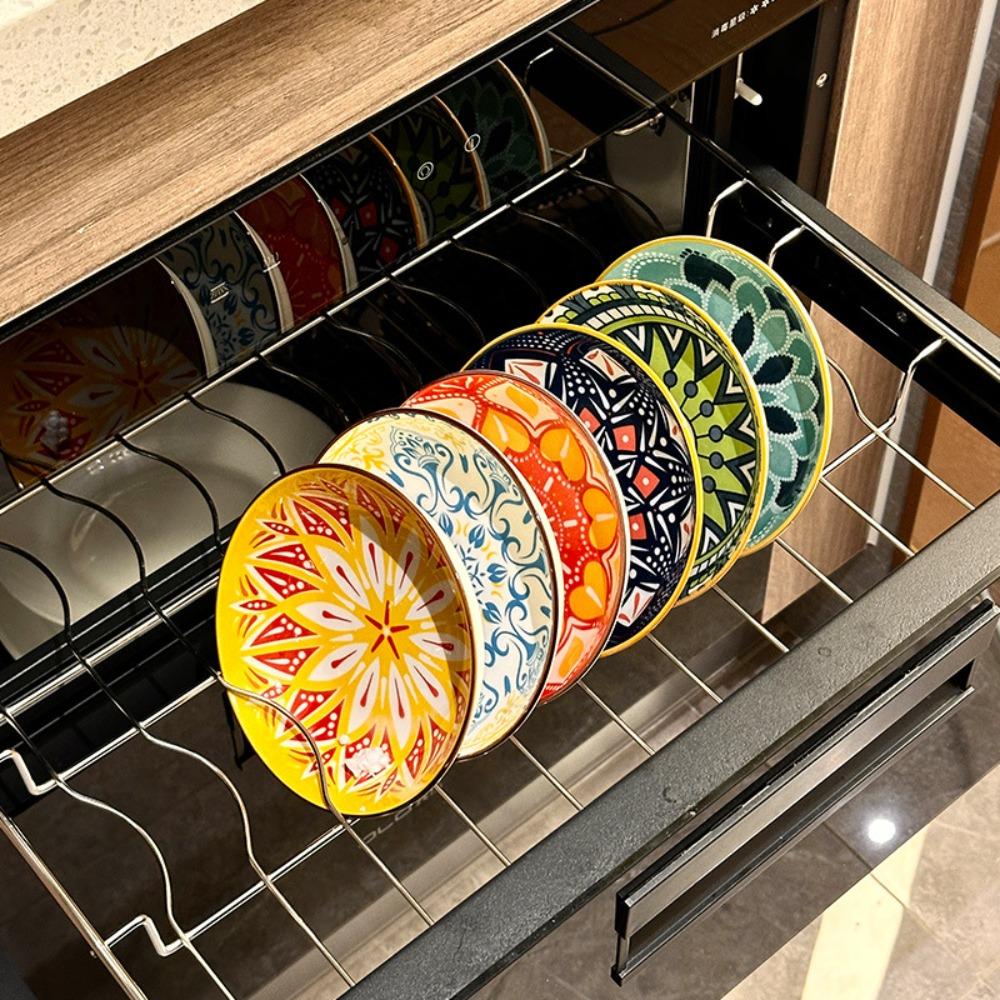 6 Piece Vintage Bohemian Style Ceramic Plates Set 5 in Appetizer Plates Dishwasher-safe