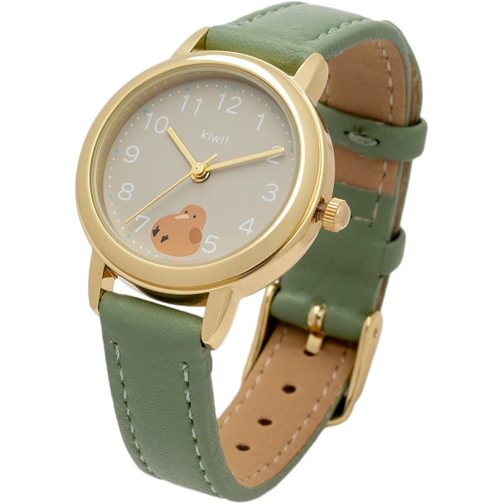 Fieldwork Analog Women s Watch Kiwi Green Leather Strap Animal Design JN035-3