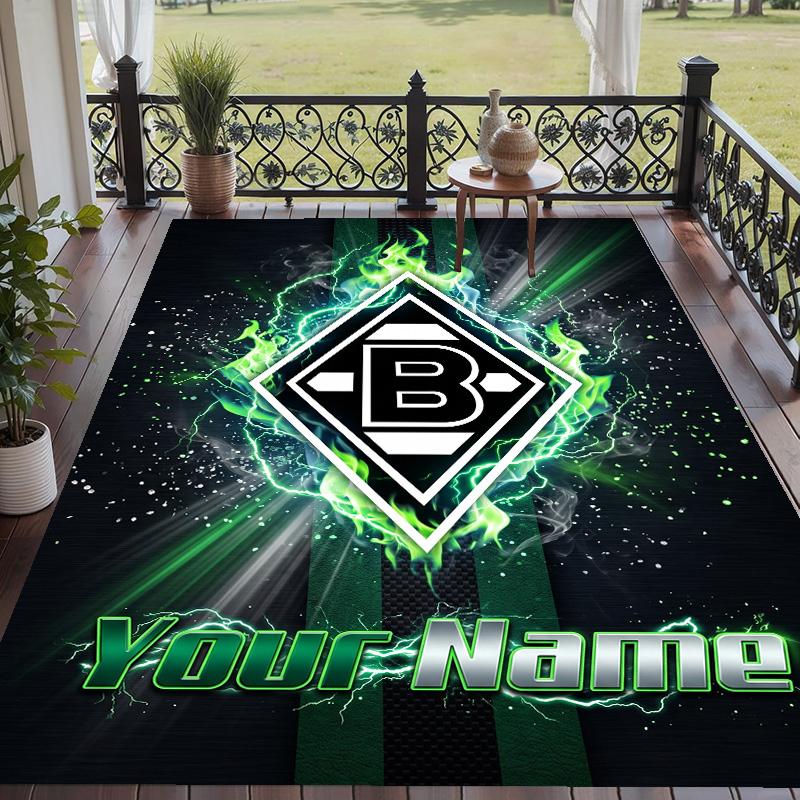 Benutzerdefinierter Teppich mit Aufdruck Borussia Mönchengladbach Rutschfester Bodenbelag Für Wohnzimmer Dekoration