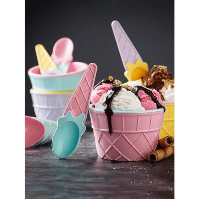 Ice Cream Bowl And Spoon Set, Reusable Ice Cream Cup,Set Of Ice Cream Birthday Party Decoration,Ice Cube
