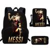 Set Zaino Scolastico per Bambini a Tema Messi con Borsa a Tracolla Astuccio per Studenti Elementari