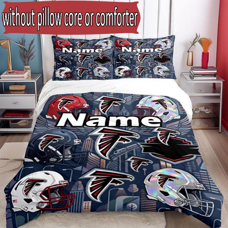 3pcs Duvet Cover Set (1*Duvet Cover + 2*Pillowcase, Without Core), Custom Name NFL Pattern Bedding Set, Home Bedroom Decor Gift